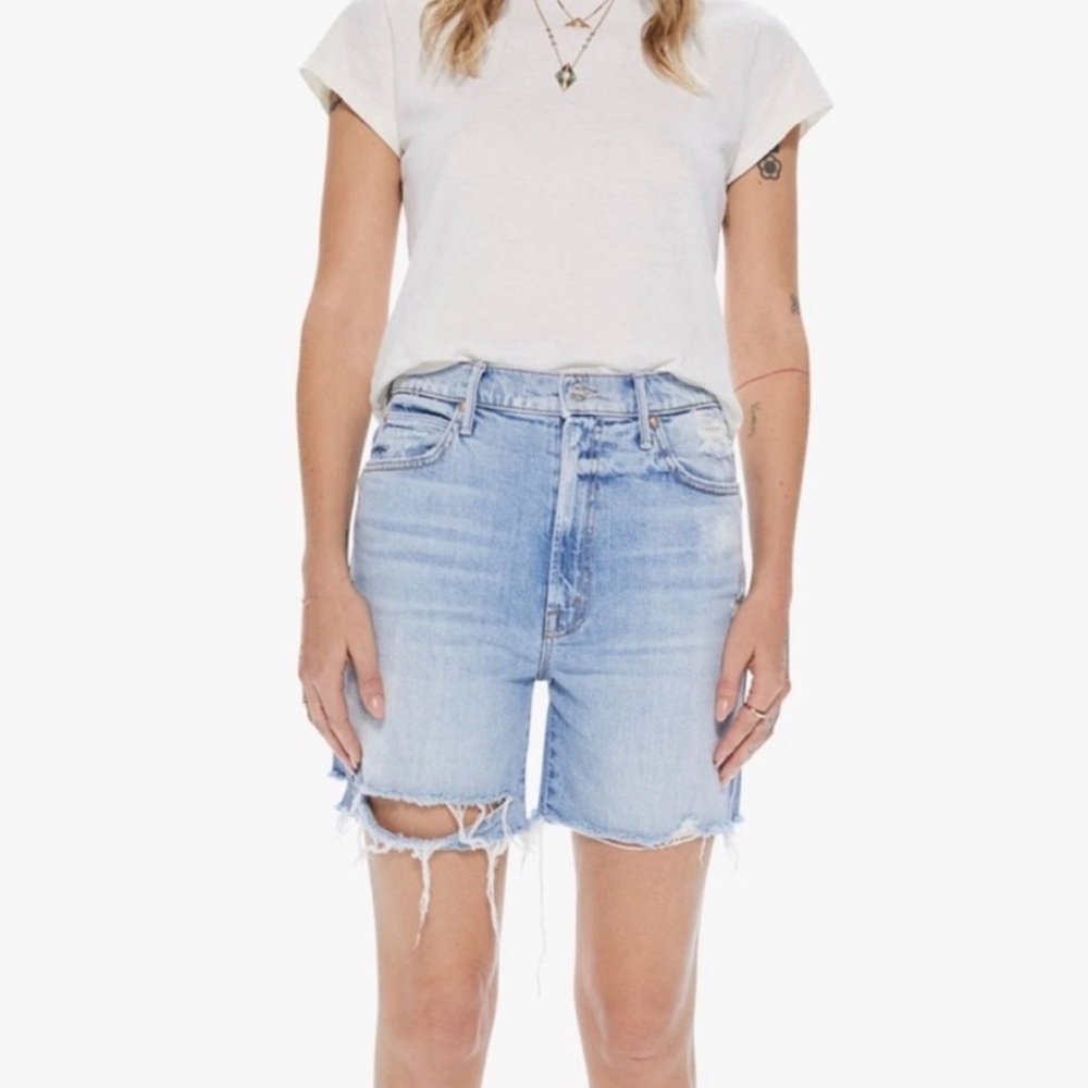 MOTHER High Waisted Smokin' Short Fray Denim Shorts